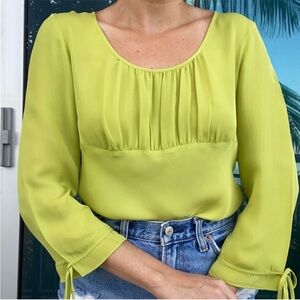 Sunny Leigh Green Silk Blouse Top M